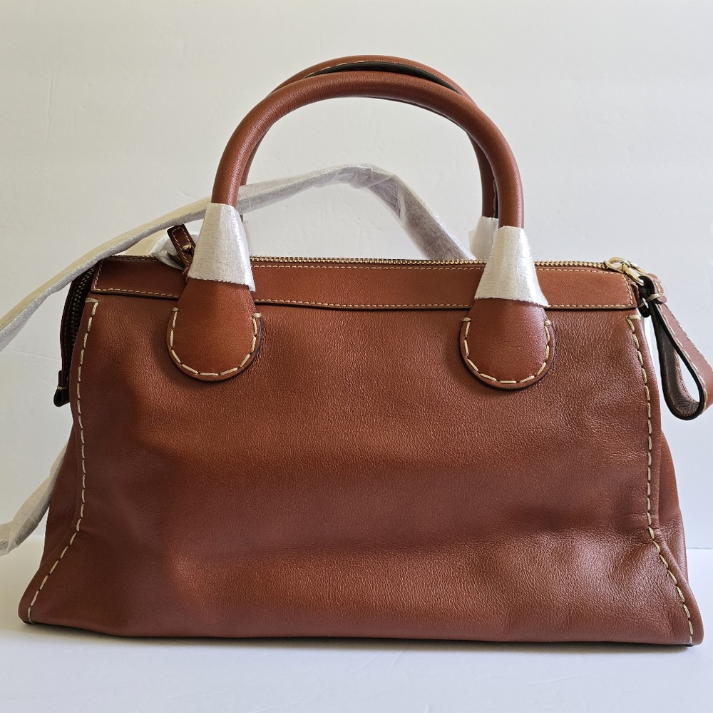 Chloé Medium Edith Leather Double Top Handle Shoulder Bag Sepia Brown - Picture 3 of 11